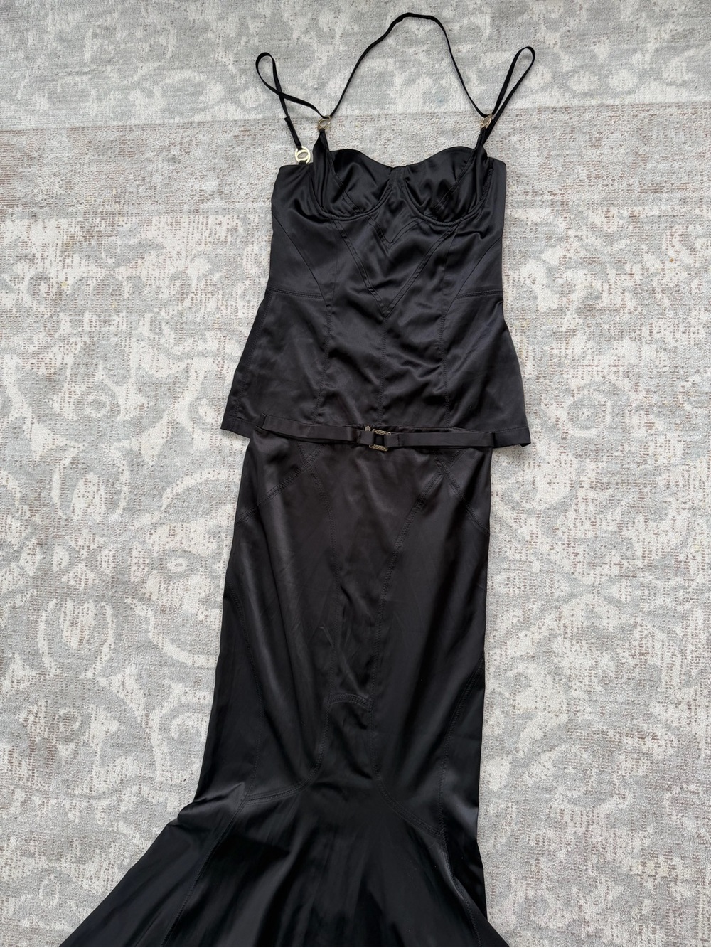 Just Cavalli Vintage Y2K Satin Corset Bustier Mermaid Maxi Skirt Set IT 44/42 - Picture 11 of 15